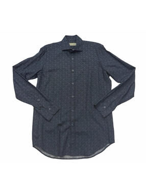 Canali Casual Long Sleeve Button Up Shirt Geometric Speckle Blue Size M